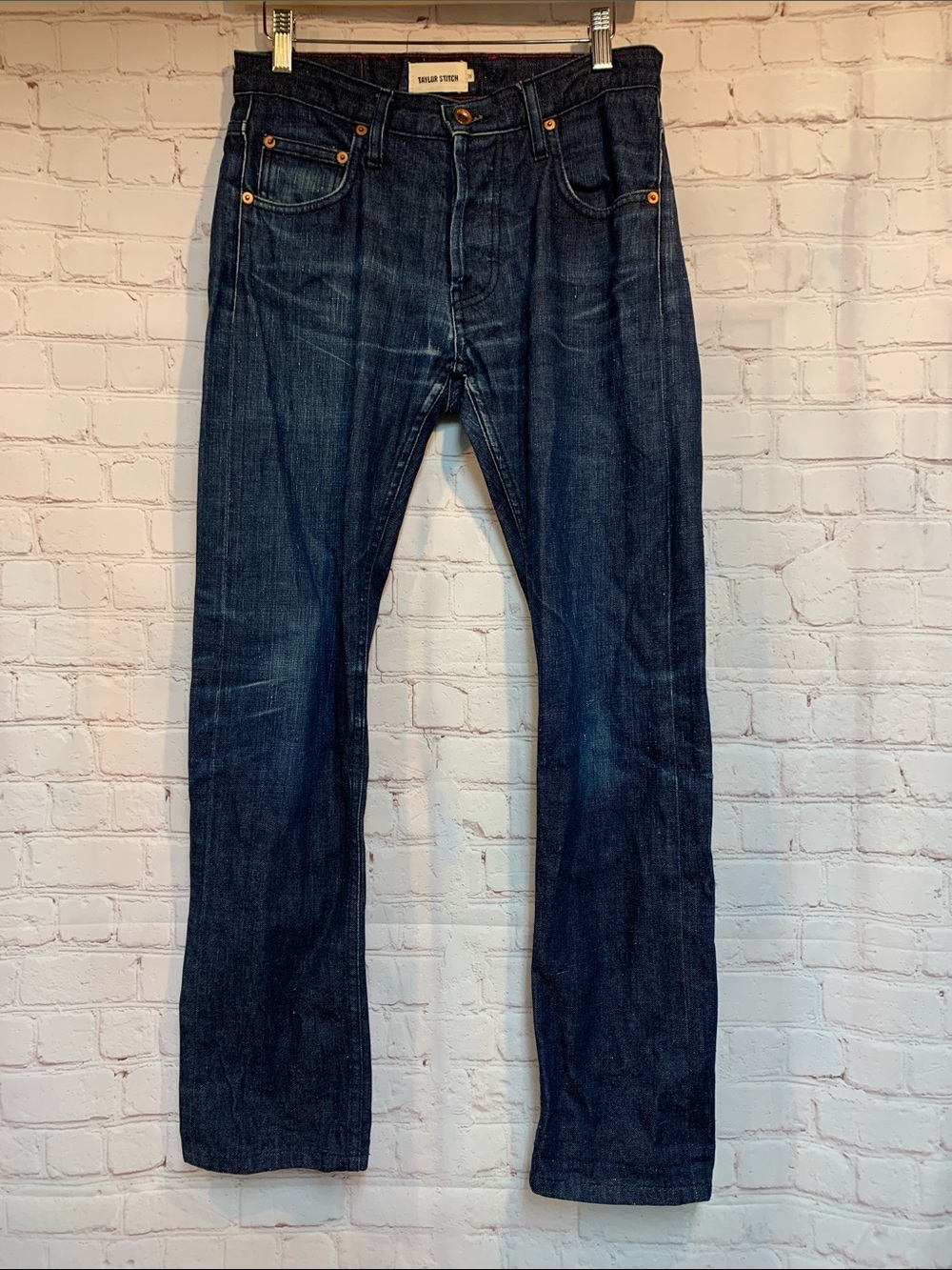 Taylor Stitch Bernham Slim Indigo Denim Jeans with Red Stitching 29 x 28​